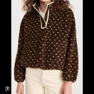 The Great. The countryside fleece pullover in brown. Size 2 (medium)